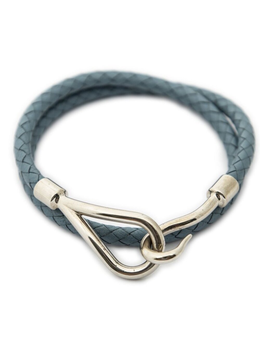 Hermes Jumbohook Double Bracelet Blue Calfskin